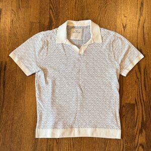 Hollister Cream and Gray Textured Polo Shirt